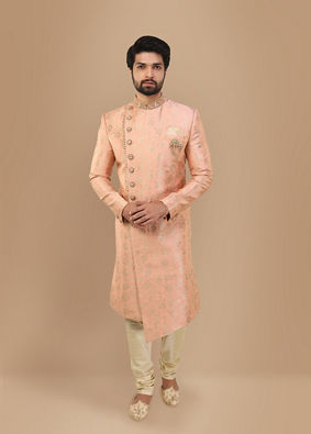 alt message - Manyavar Men Glamorous Pink Sherwani Suit image number 2